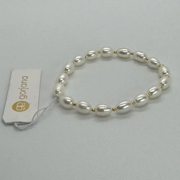 Gorjana New 18k Gold Plated Phoebe Freshwater Pearls Bracelet - Picture 4 of 6